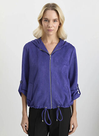 Selen Kapüşon Yaka Fitilli Mavi Kadın Bluz 25KSL8221