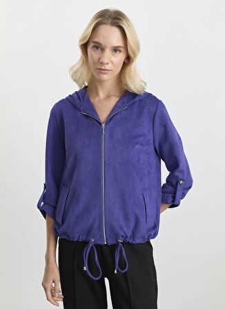 Selen Kapüşon Yaka Fitilli Mavi Kadın Bluz 25KSL8221