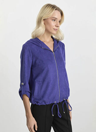 Selen Kapüşon Yaka Fitilli Mavi Kadın Bluz 25KSL8221