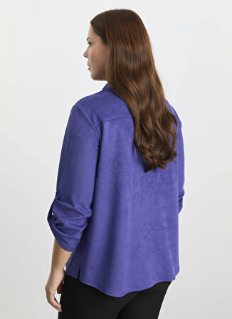 Selen Polo Yaka Fitilli Mavi Kadın Bluz 25KSL8222