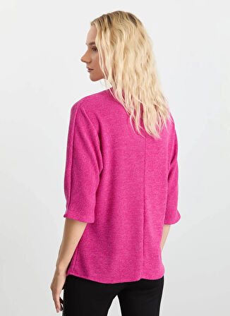 Selen Bisiklet Yaka Düz Pembe Kadın Bluz 25KSL8217