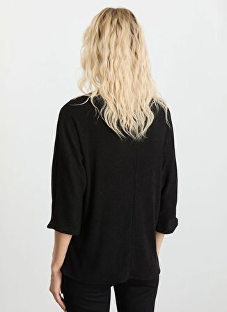 Selen Bisiklet Yaka Düz Siyah Kadın Bluz 25KSL8217