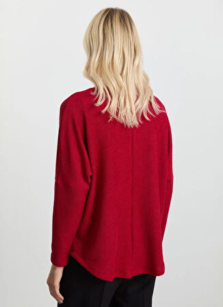 Selen V Yaka Düz Kırmızı Kadın Bluz 25KSL8219