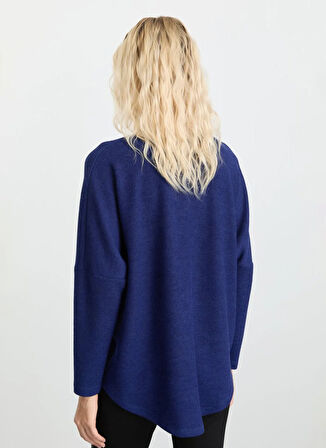 Selen V Yaka Düz Mavi Kadın Bluz 25KSL8219
