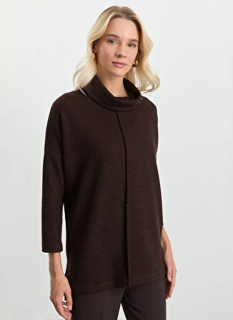 Selen Degaje Yaka Düz Kahve Kadın Bluz 25KSL8220