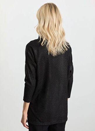 Selen Degaje Yaka Düz Siyah Kadın Bluz 25KSL8220