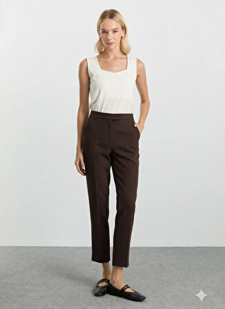 Selen Normal Bel Standart Kahve Kadın Pantolon 25KSL5466