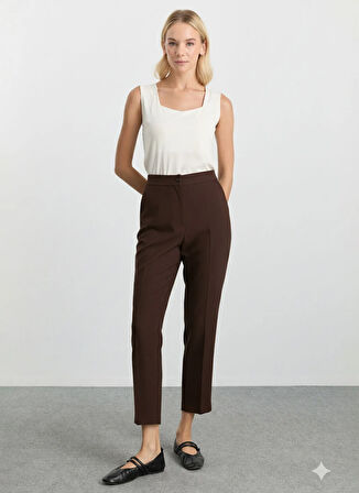 Selen Normal Bel Standart Kahve Kadın Pantolon 25KSL5466