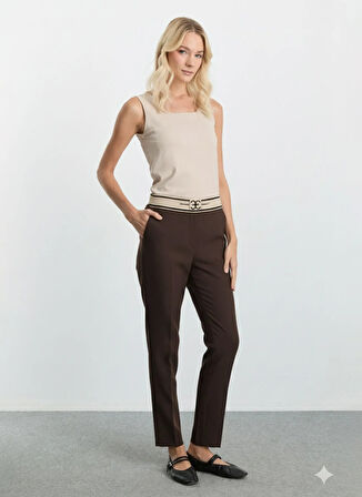 Selen Normal Bel Standart Kahve Kadın Pantolon 25KSL5470