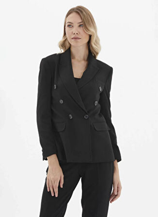 Selen Standart Siyah Kadın Ceket 25KSL1563