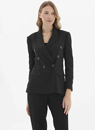 Selen Standart Siyah Kadın Ceket 25KSL1563
