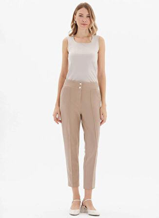 Selen Normal Bel Standart Bej Kadın Pantolon 25KSL5482