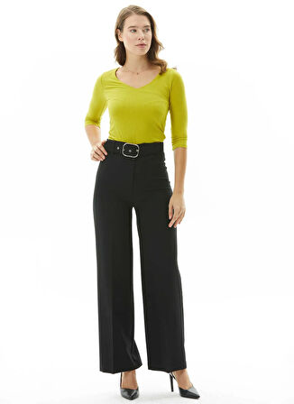 Selen Normal Bel Standart Siyah Kadın Pantolon 25KSL5486