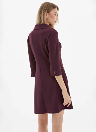 Selen Polo Yaka Düz Mürdüm Standart Kadın Elbise 25KSL7708