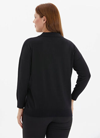 Selen Polo Yaka Düz Siyah Kadın Bluz 25KSL8238