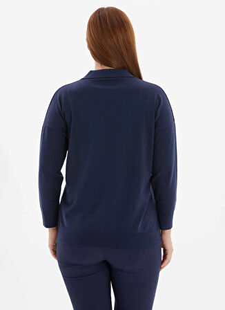 Selen Polo Yaka Düz Lacivert Kadın Bluz 25KSL8238