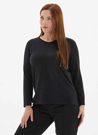 Selen V Yaka Taşlı Siyah Kadın Bluz 25KSL8247