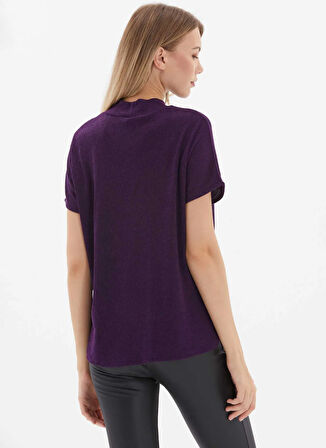 Selen Balıkçı Yaka Düz Mor Kadın Bluz 25KSL8250