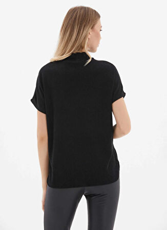 Selen Balıkçı Yaka Düz Siyah Kadın Bluz 25KSL8250