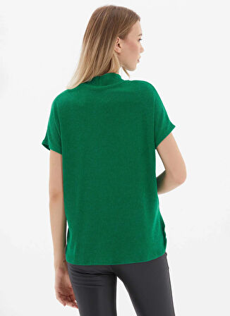 Selen Balıkçı Yaka Düz Yeşil Kadın Bluz 25KSL8250