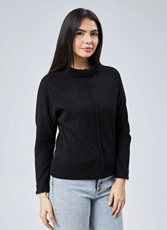 Selen V Yaka Düz Siyah Kadın Bluz 25KSL8251