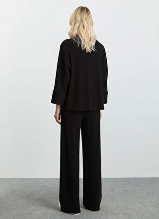 Selen Degaje Yaka Fitilli Siyah Kadın Bluz 25KSL8269