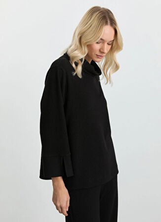 Selen Degaje Yaka Fitilli Siyah Kadın Bluz 25KSL8269