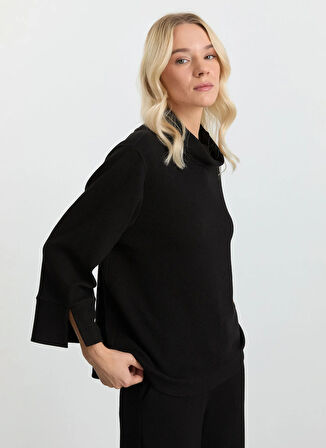 Selen Degaje Yaka Fitilli Siyah Kadın Bluz 25KSL8269