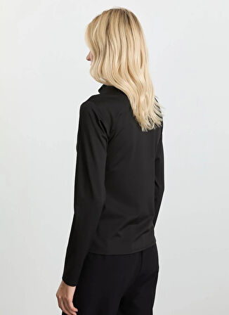 Selen Balıkçı Yaka Düz Siyah Kadın Bluz 25KSL8286