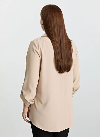 Selen Polo Yaka Düz Taş Kadın Bluz 25KSL8297