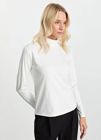 Selen Balıkçı Yaka Düz Ekru Kadın Bluz 25KSL8286