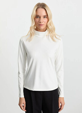 Selen Balıkçı Yaka Düz Ekru Kadın Bluz 25KSL8286