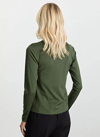 Selen Balıkçı Yaka Düz Haki Kadın Bluz 25KSL8286