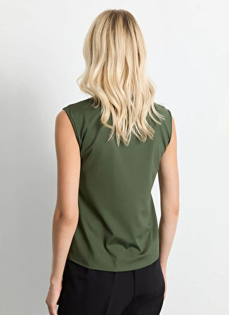 Selen Balıkçı Yaka Düz Haki Kadın Bluz 25KSL8288