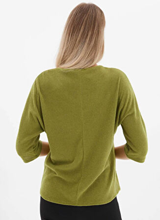 Selen Bisiklet Yaka Düz Yeşil Kadın Bluz 25KSL8217