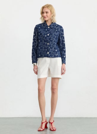 İndigo Kadın %100 Pamuk Standart Ceket 26YSL1580