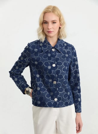İndigo Kadın %100 Pamuk Standart Ceket 26YSL1580