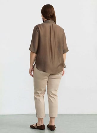 Kahve Kadın Lyocell Karışımlı Bluz 26YSL8354