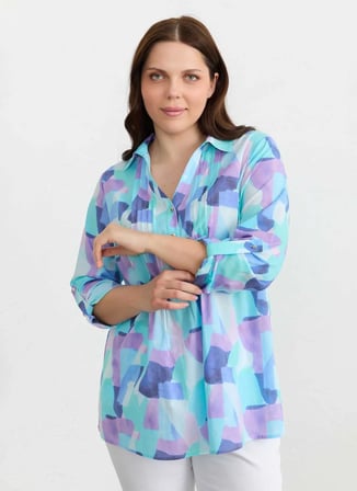Selen Mavi Kadın Emprime Bluz 26YSL8361