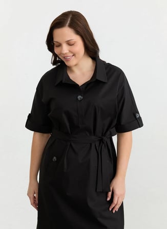 Selen Siyah Kadın Polo Yaka Elbise 26YSL7781