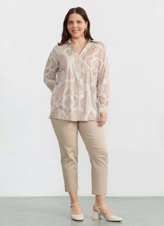 Selen Kahverengi Kadın Emprime Bluz 26YSL8381