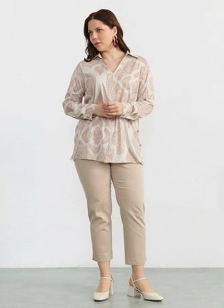 Selen Kahverengi Kadın Emprime Bluz 26YSL8381