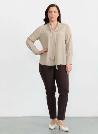 Bej Kadın Modal Karışımlı Bluz 26YSL8375