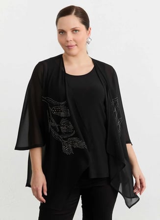 Selen Siyah Kadın Taşlı Bluz 26YSL8373