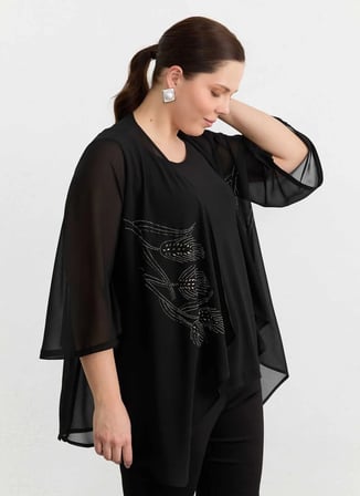 Selen Siyah Kadın Taşlı Bluz 26YSL8373