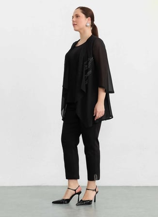 Selen Siyah Kadın Taşlı Bluz 26YSL8373