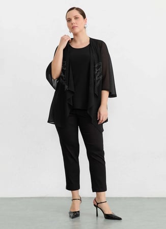 Selen Siyah Kadın Taşlı Bluz 26YSL8373