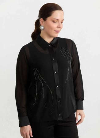Selen Siyah Kadın Taşlı Bluz 26YSL8370
