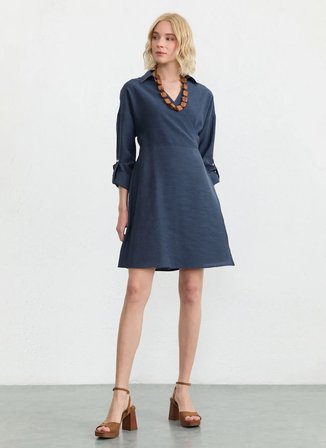 Selen Lacivert Kadın Kruvaze Elbise 26YSL7785