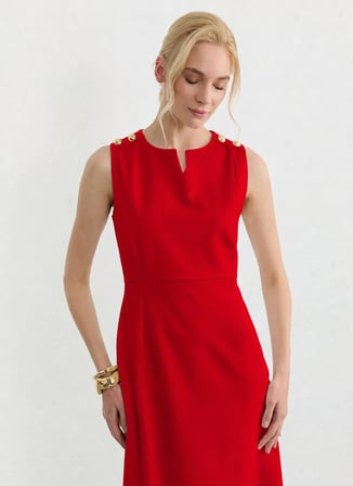Selen Kırmızı Kadın V Yaka Elbise 26YSL7788